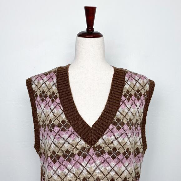 Wild Fable Knit Argyle V-Neck Sweater Vest NWT - Picture 4 of 8